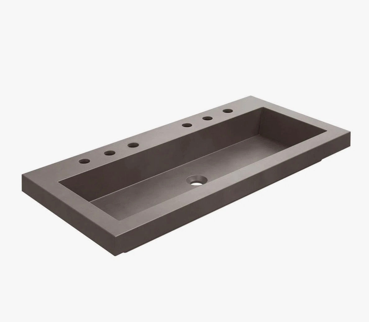 Bathroom Sink - Chevington 18.5'' x 39.5” Concrete Rectangular Bathroom Sink