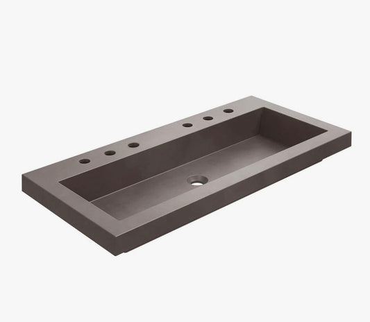 Bathroom Sink - Chevington 18.5'' x 39.5” Concrete Rectangular Bathroom Sink