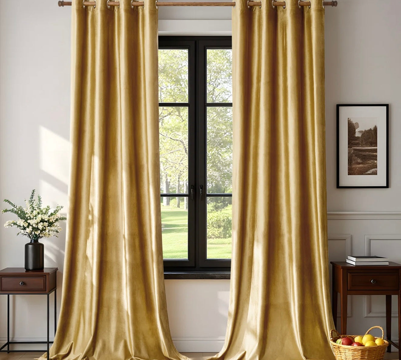 Curtain Panel Single - Gold Fluidity Velvet - WF9.25.25