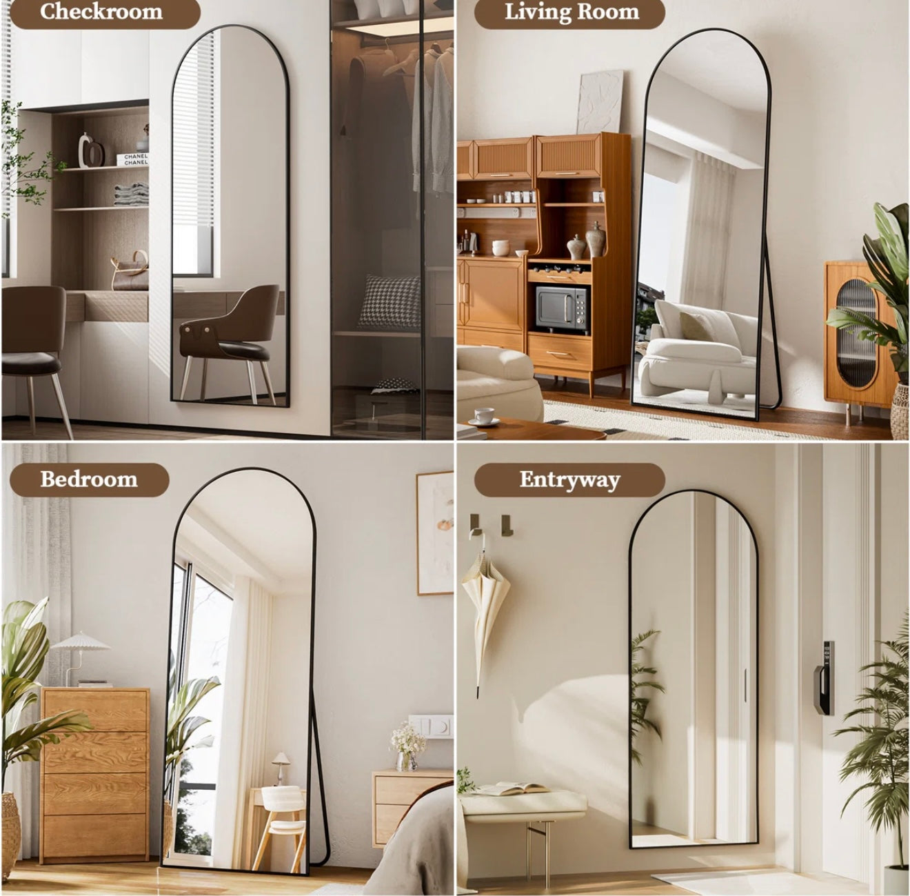 Mirror - Metal Arch Floor Mirror 78” X 35” Dronfield - WF9.25.25