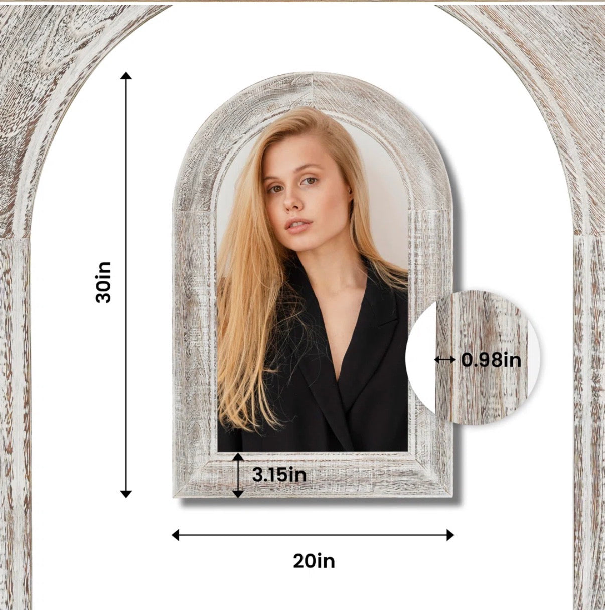 Mirror - Elegant Arch Wall Mirror with Distressed Wood Frame