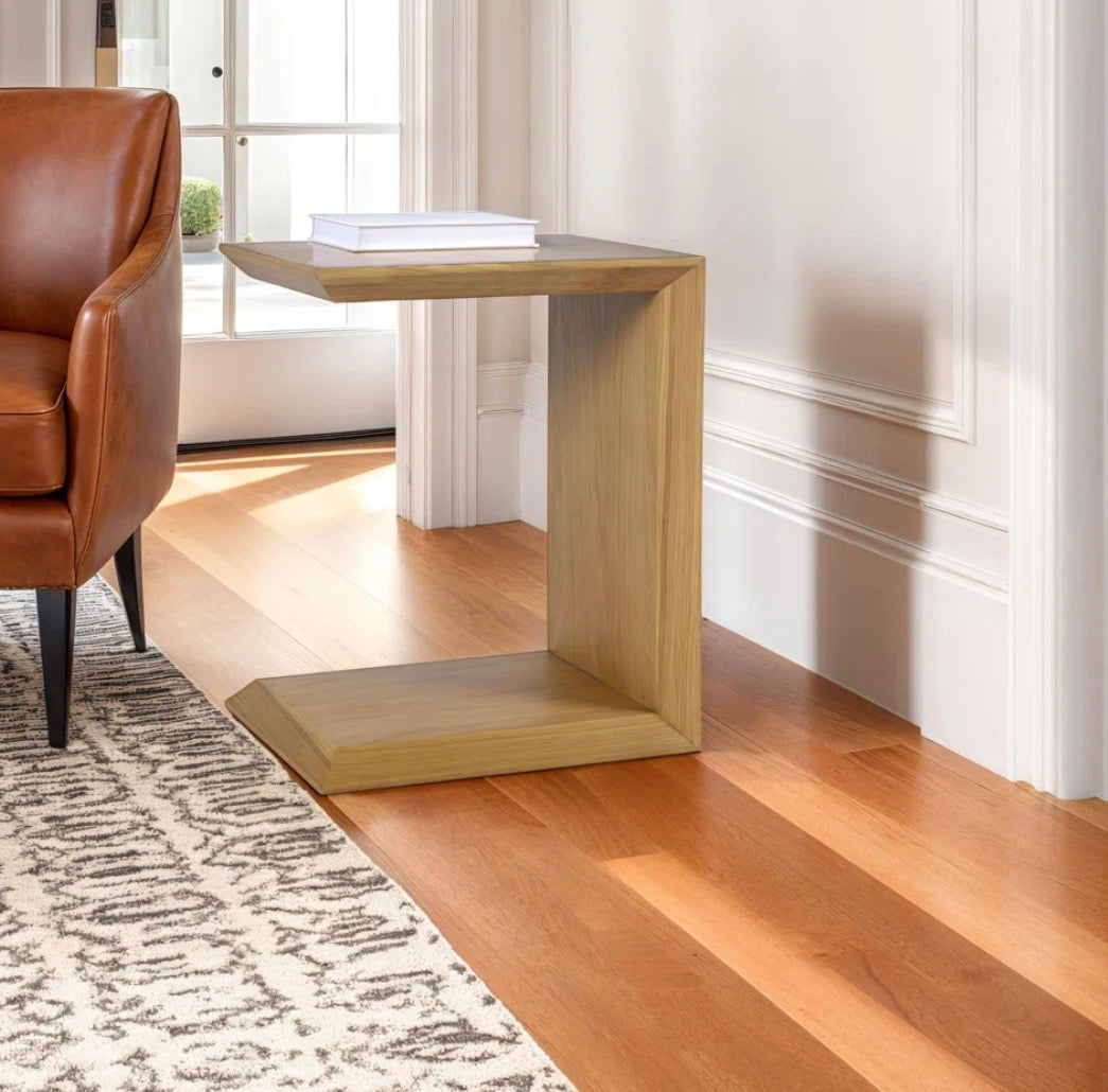 Side Table - Bilal Modern Beveled Angled Wood Accent C Table