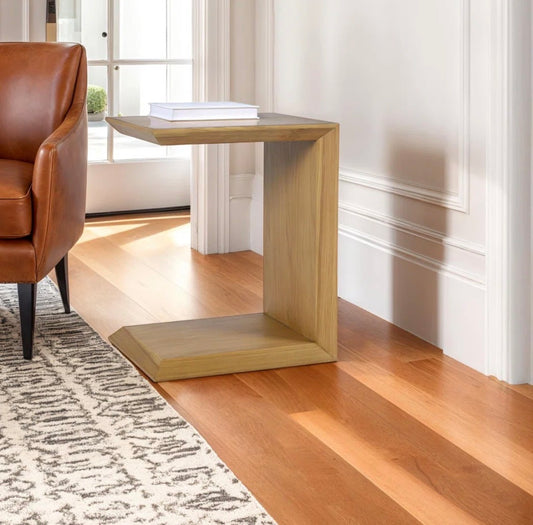 Side Table - Bilal Modern Beveled Angled Wood Accent C Table