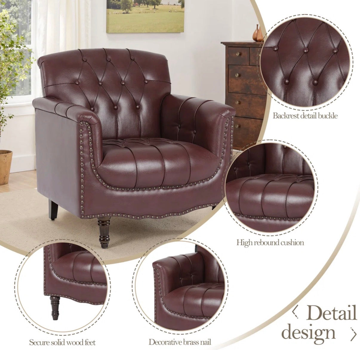 Chair - Accent Enoks Tufted Leather Armchair