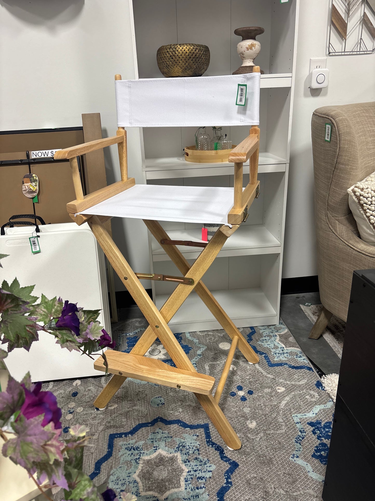 Chair - Accent Director's Chair Folding White Canvas - T&F5.19.25