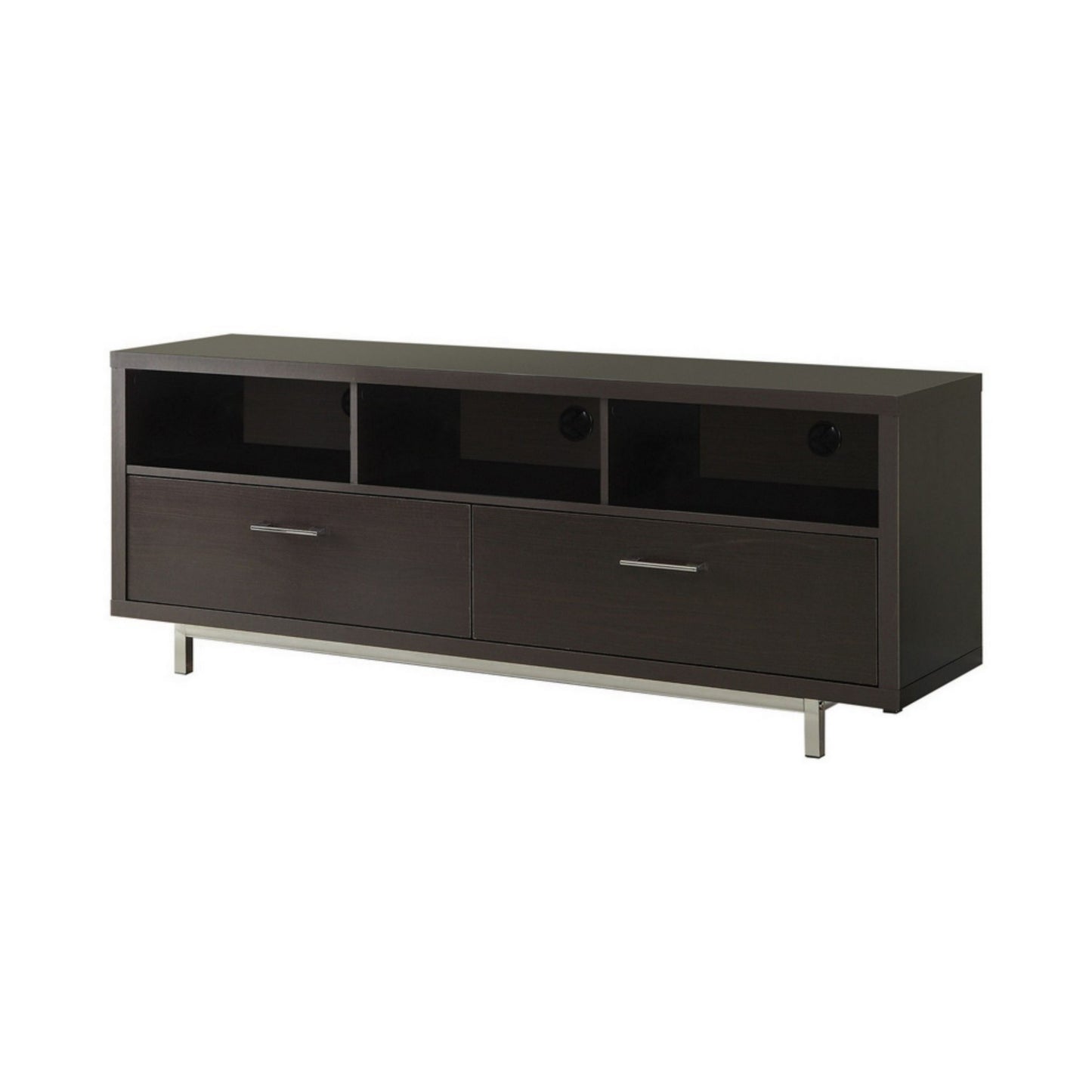 Media Center - Fabulously Designed Tv Console With Chrome Legs, Espresso Brown