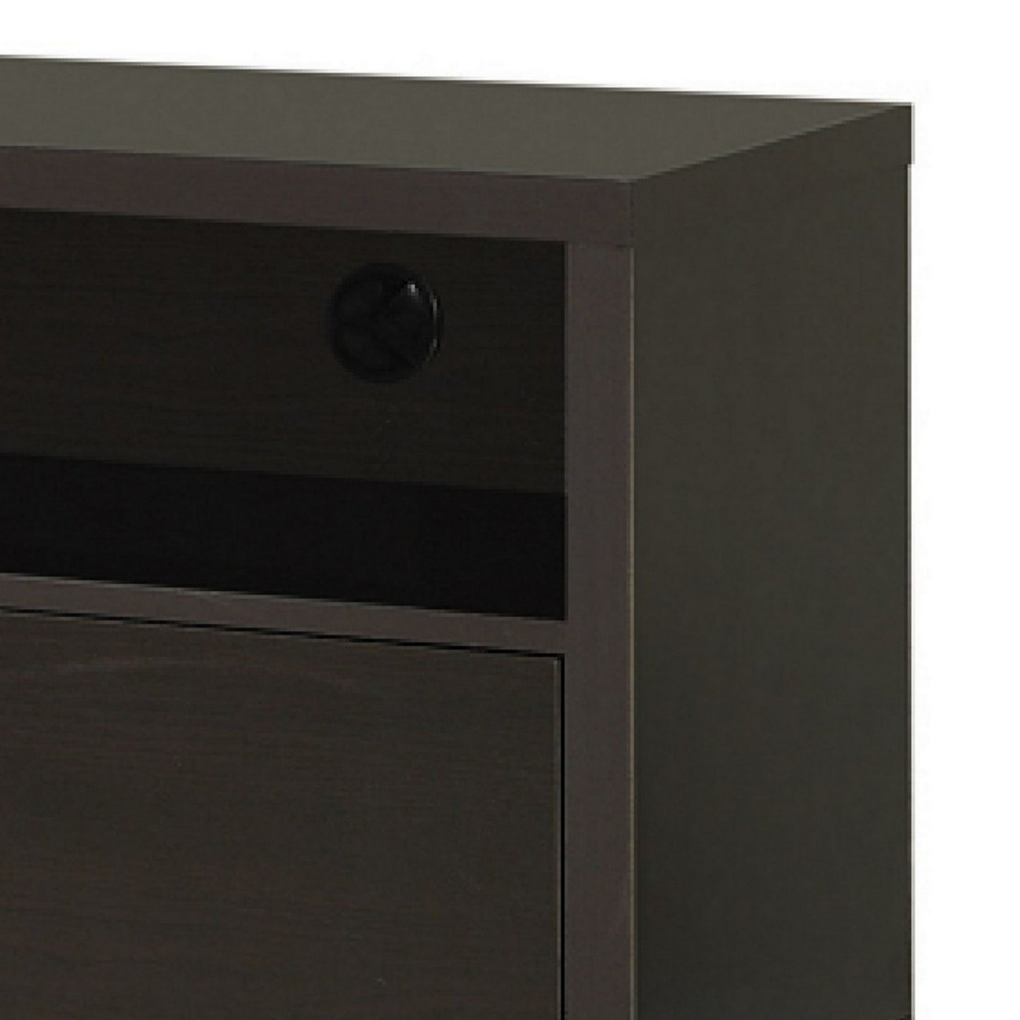 Media Center - Fabulously Designed Tv Console With Chrome Legs, Espresso Brown