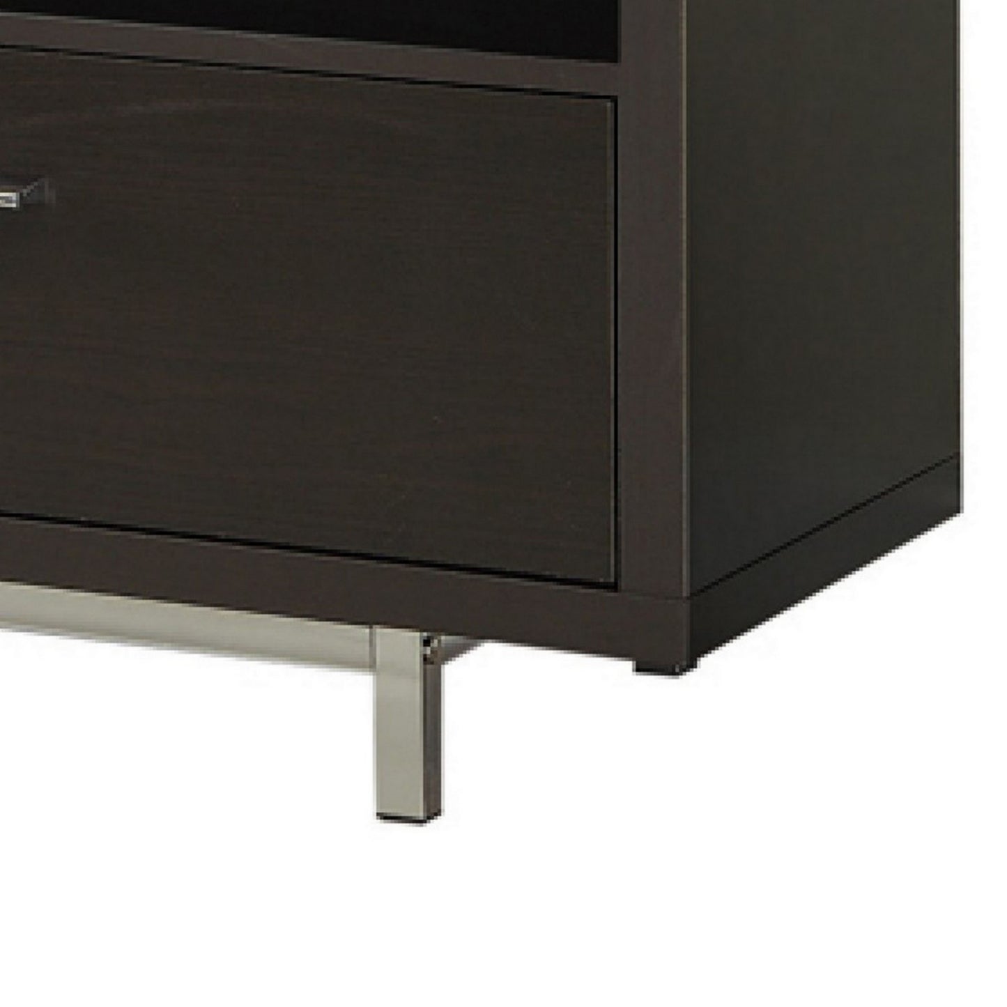 Media Center - Fabulously Designed Tv Console With Chrome Legs, Espresso Brown
