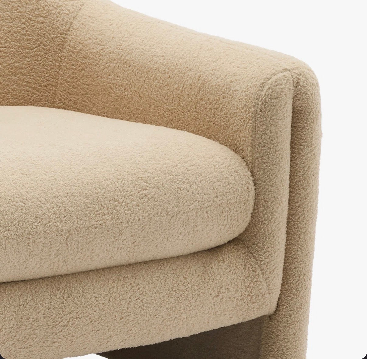 Chair - Accent Esly Upholstered Modern Curved Camel Boucle Barrel Accent Chair