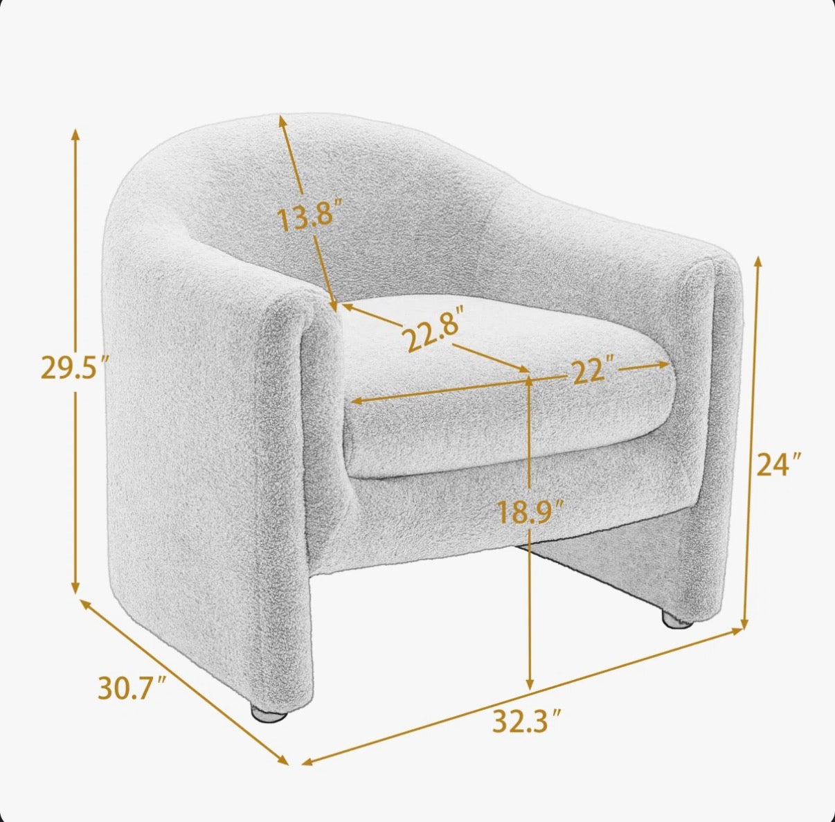 Chair - Accent Esly Upholstered Modern Curved Camel Boucle Barrel Accent Chair