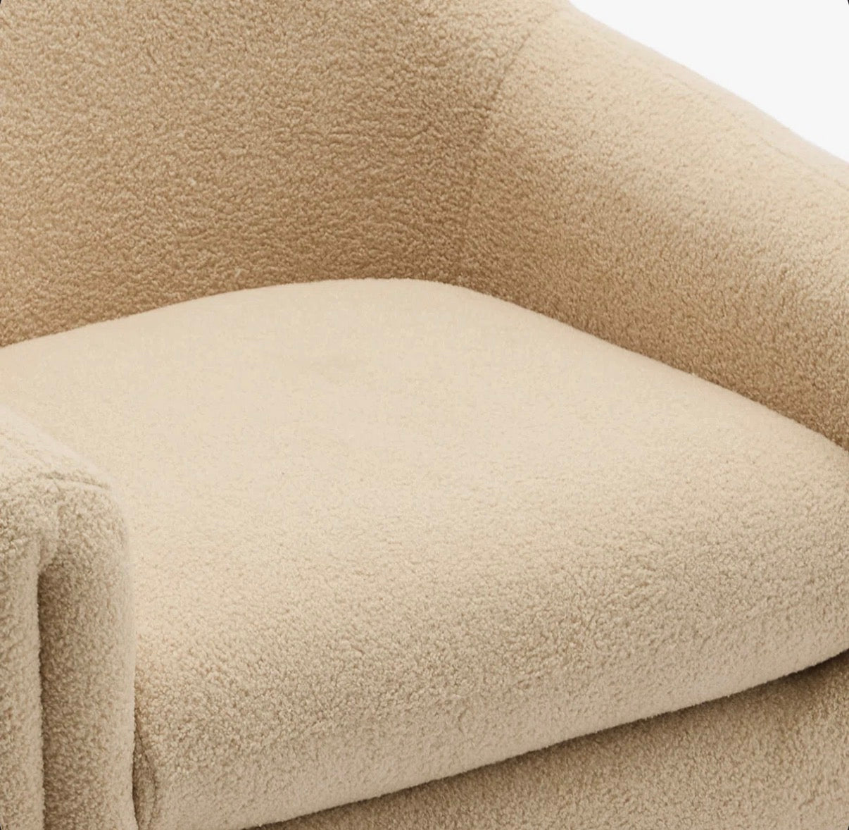 Chair - Accent Esly Upholstered Modern Curved Camel Boucle Barrel Accent Chair