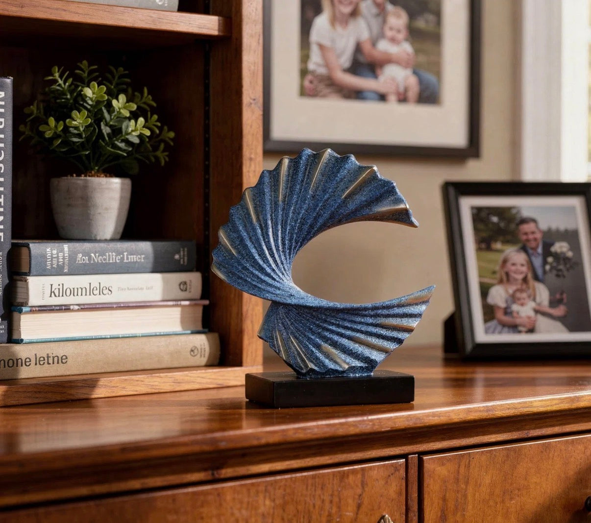 Home Decor - Dynamic Resin Ocean Wave Sculpture For Modern Coastal Decor
