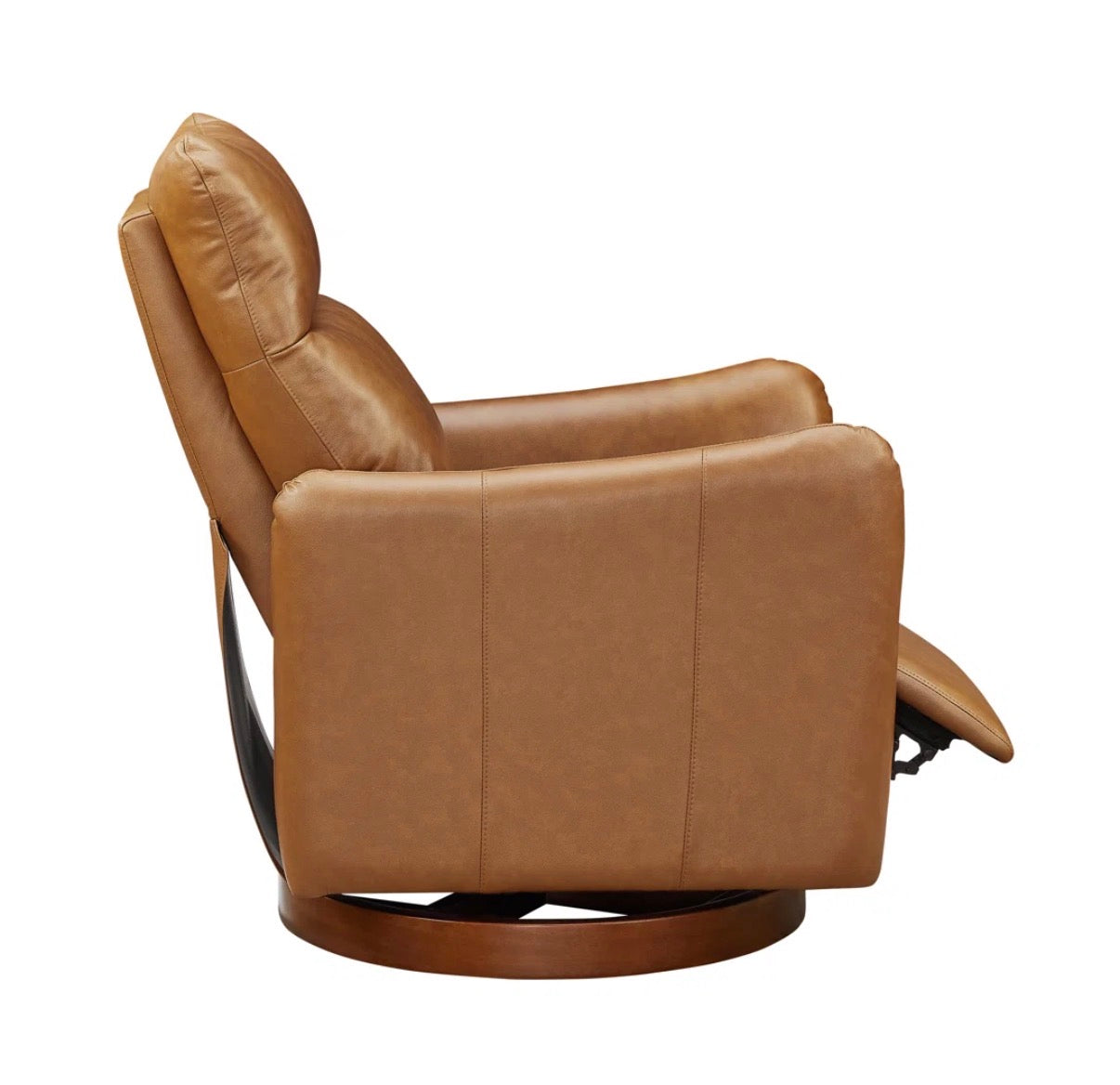 Recliner - Maxine 32.7'' W Swivel Leather Manual Push Back Recliner with Solid Wood Base (small tear in leather & repaired wood base)