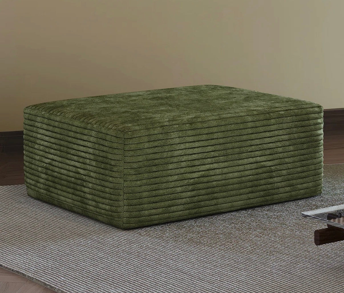 Ottoman - Corduroy Green Boneless Foam Ottoman