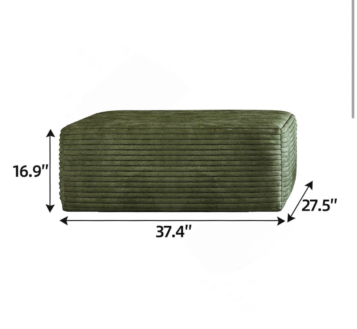 Ottoman - Corduroy Green Boneless Foam Ottoman