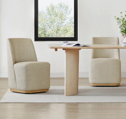Chair Set of 2 - Accent Geelt Upholstered Dining Chairs with Casters