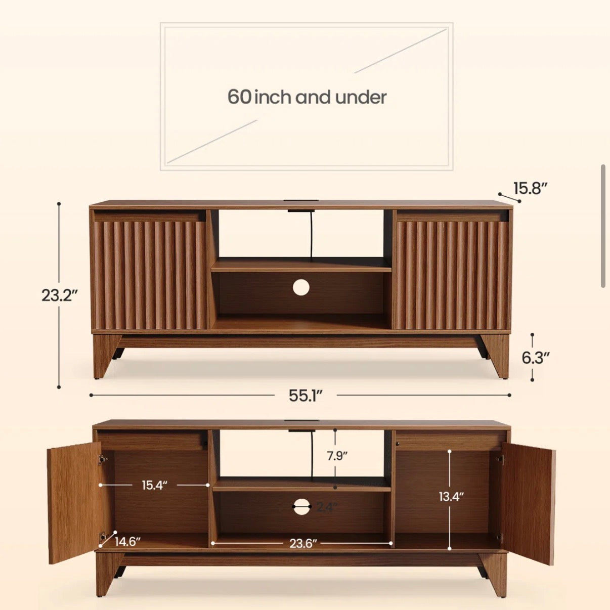 Media Center - 55” Dejesus TV stand with Charging Station