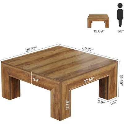 Coffee Table - Tribesigns 39.4 inches Square Coffee Table