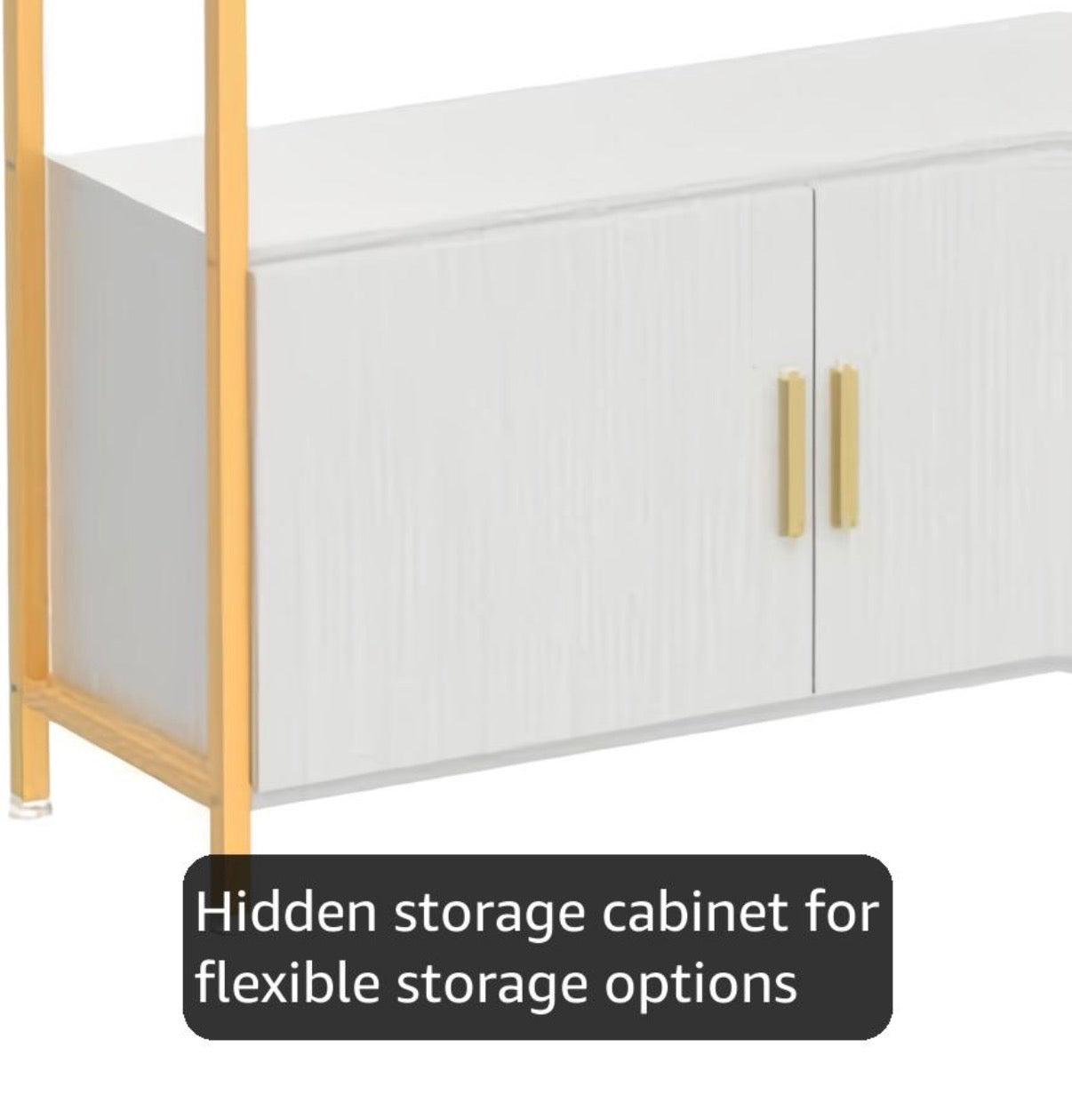 Bookcase - Jehiatek Gold Bookshelf, Arched Bookcase with Doors Storage, 71" Tall