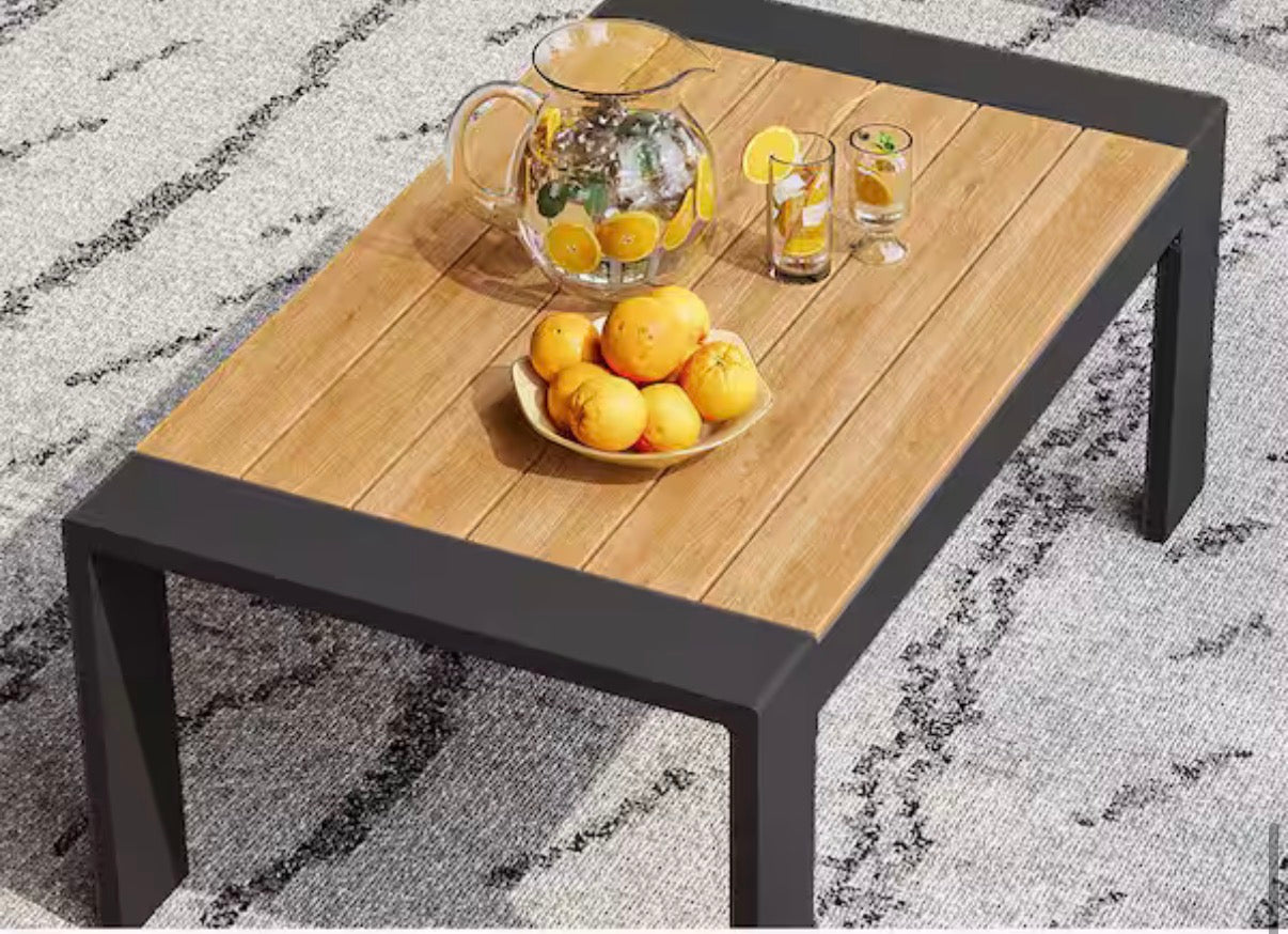 Outdoor Coffee Table - Aluminum Outdoor Coffee Table with Faux Wood Top
