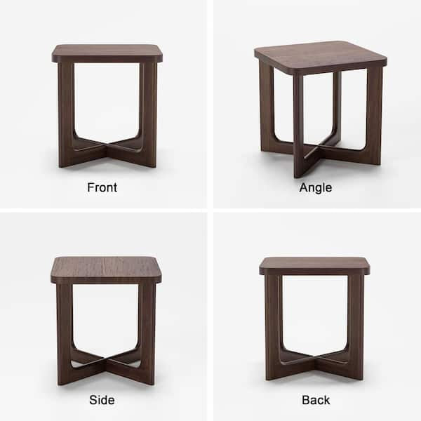 End Table - 24 in. W Walnut Square Wood End Table with Round Corners