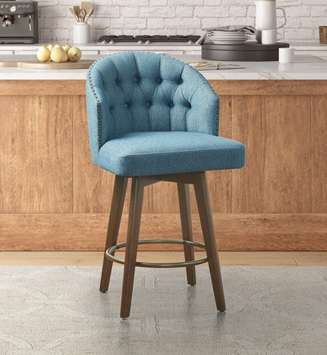 Barstool Single - 24” Caterina Swivel Counter-Height Stool - Blue - Hebron4