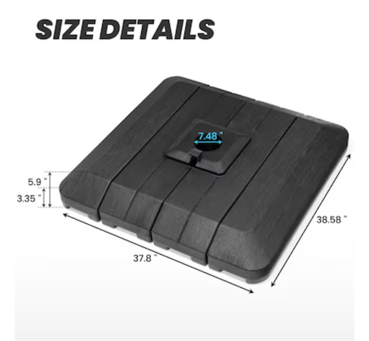 Umbrella Base - 4-Part Patio Cantilever Umbrella Base in Black HDPE Outdoor Weighted Umbrella Stand 350 lb. Water and Sand Filled