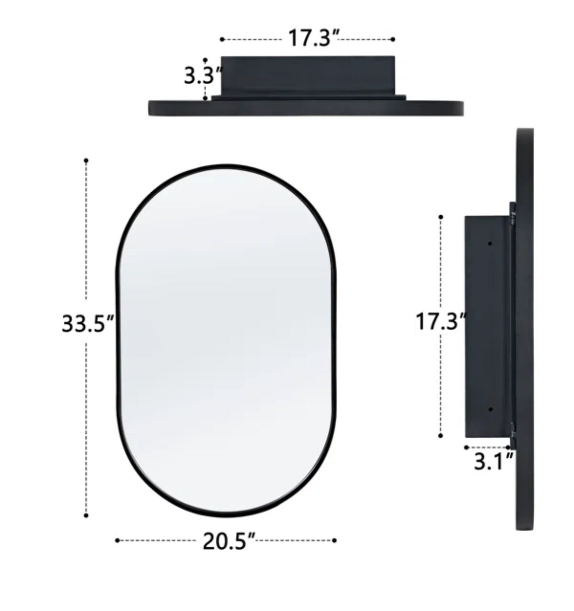 Mirror - 33.5” H 20.5” W x Rosser Bathroom Medicine Cabinet Recessed - BSW