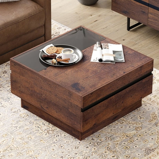 Coffee Table - WAMPAT Modern Coffee Table, Square Living Room Tables, 31.5"x 31.5", Brown