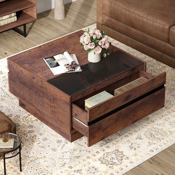 Coffee Table - WAMPAT Modern Coffee Table, Square Living Room Tables, 31.5"x 31.5", Brown