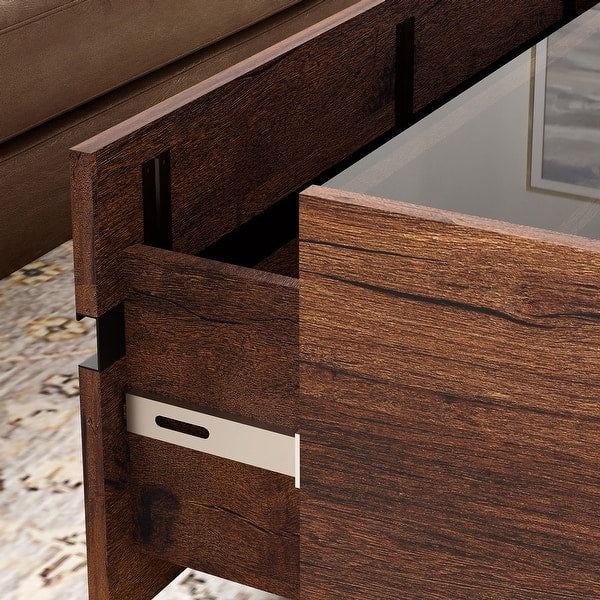 Coffee Table - WAMPAT Modern Coffee Table, Square Living Room Tables, 31.5"x 31.5", Brown