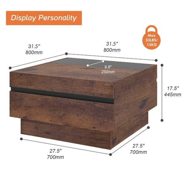 Coffee Table - WAMPAT Modern Coffee Table, Square Living Room Tables, 31.5"x 31.5", Brown