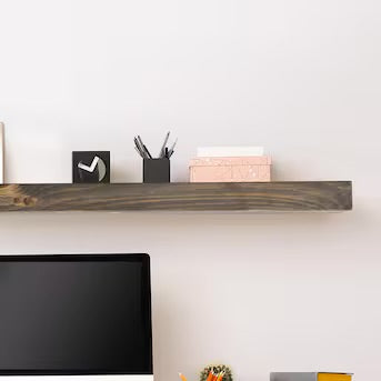 Shelf - Modern Ember 72-in W x 3-in H x 8-in D Driftwood Stained Pine Hollow Rustic Fireplace Mantel Shelf