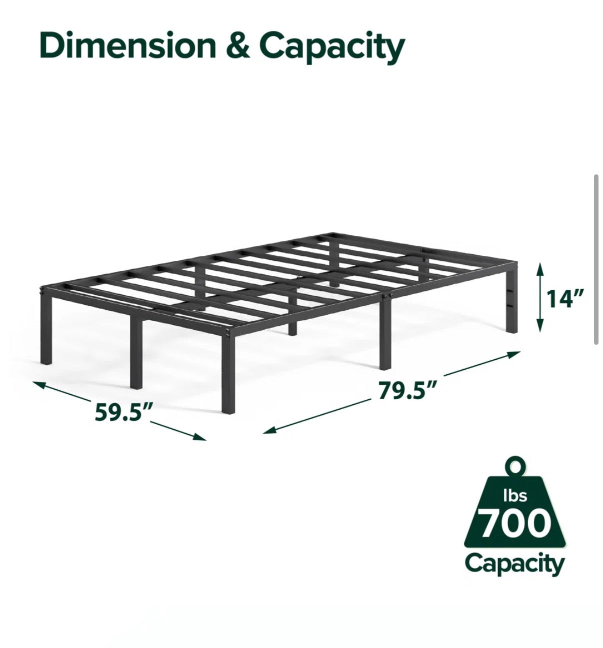 Bed - Queen Size Russel 14'' Contemporary Modern Bed Frame