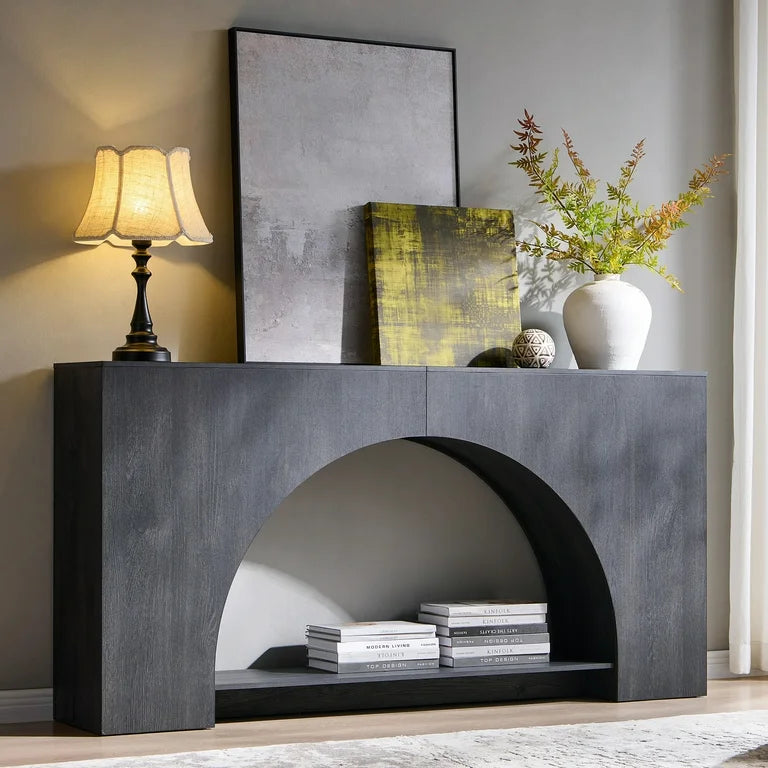 Console Table - Carved Round Base Entryway & Hallway Table