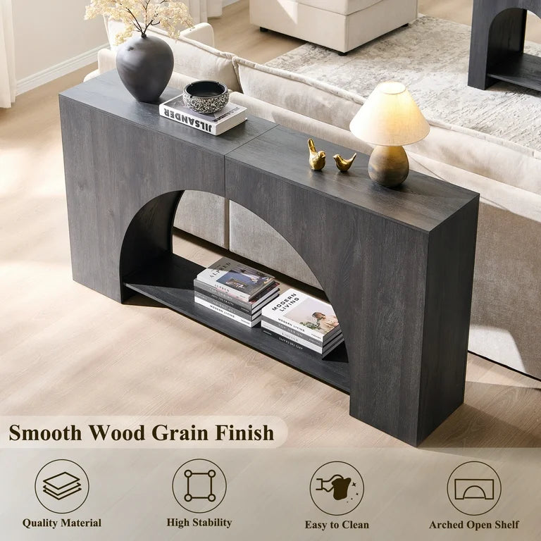 Console Table - Carved Round Base Entryway & Hallway Table
