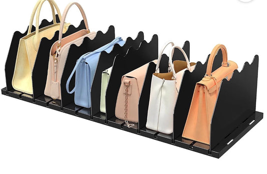 Organizer - SOYO Adjustable Acrylic Shelf Divider for Closet, Clear Purse Organizers for Closet, Handbag Shelf Dividers, Clear Bookshelf Separator Organizers for House, Office Use, black