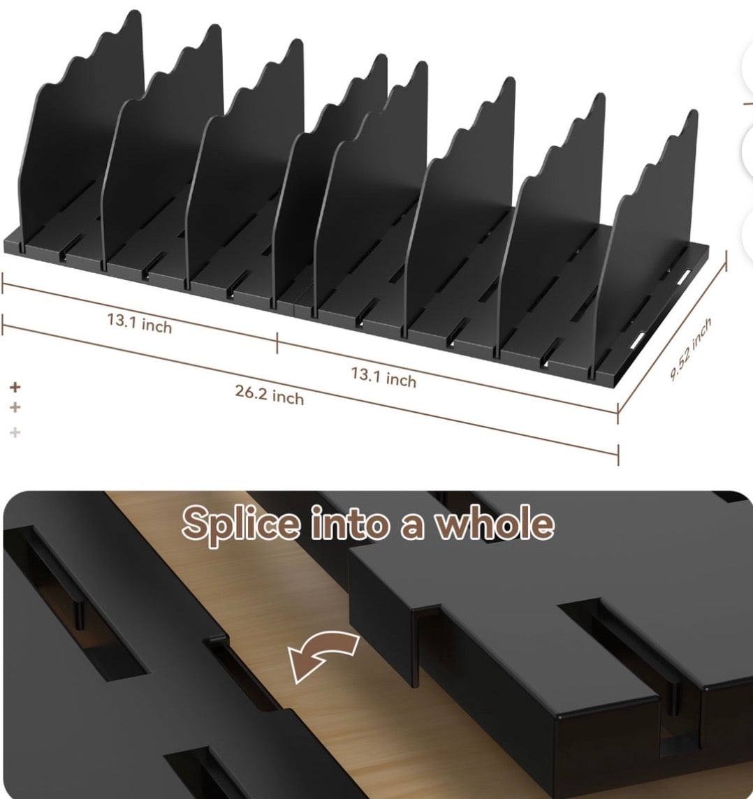 Organizer - SOYO Adjustable Acrylic Shelf Divider for Closet, Clear Purse Organizers for Closet, Handbag Shelf Dividers, Clear Bookshelf Separator Organizers for House, Office Use, black