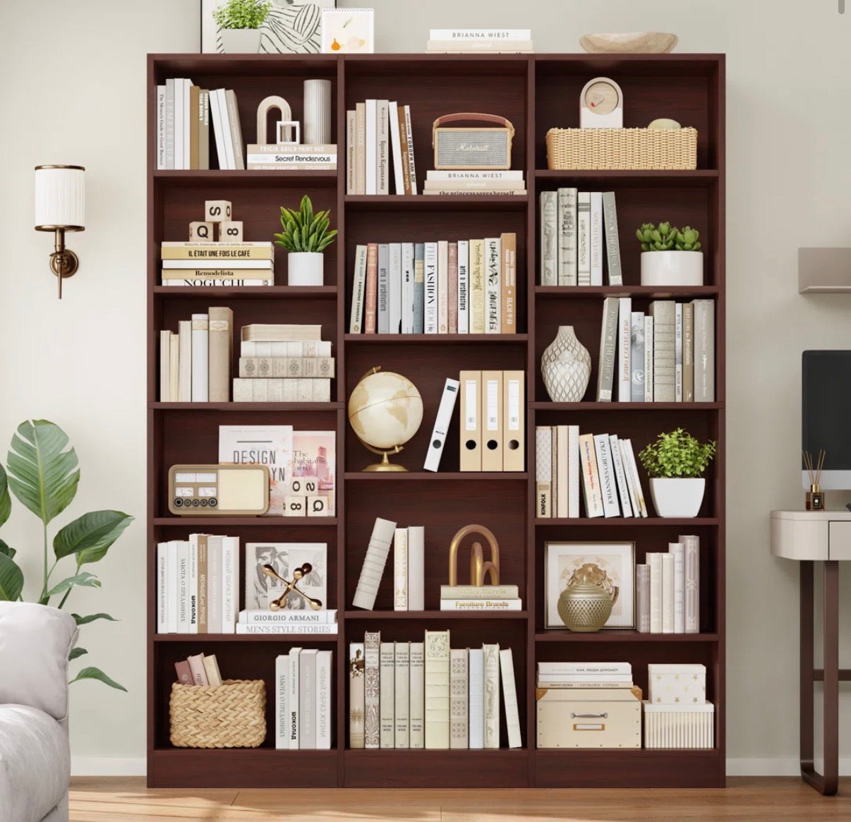 Bookcase - 74” H x 59” W 6 Tier Wakil Storage Bookcase