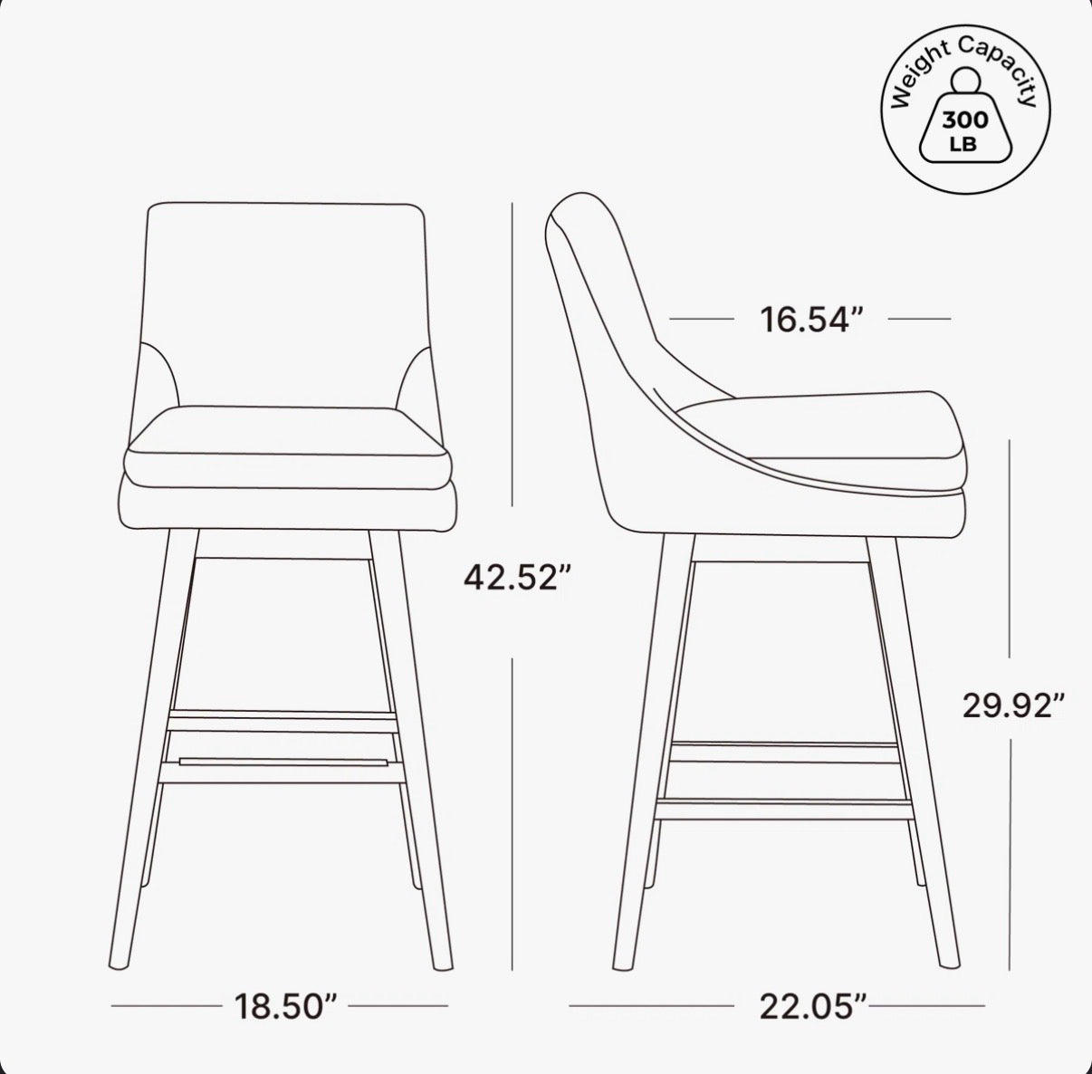 Barstool Single - 30” Zahara Upholstered Swivel Counter & Bar Stool