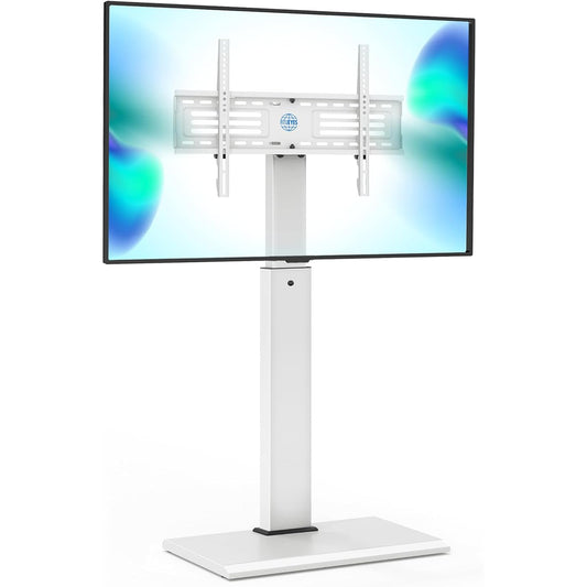 TV Stand - FITUEYES Iron Base Universal Floor TV Stand with Swivel Mount, Space Saving for 32–75 inch TVs, Height Adjustable, Wire Management — White