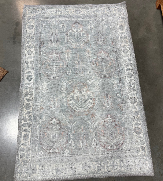 2’6”x 3’6” Grey Vintage Print Washable - T&F5.19.25