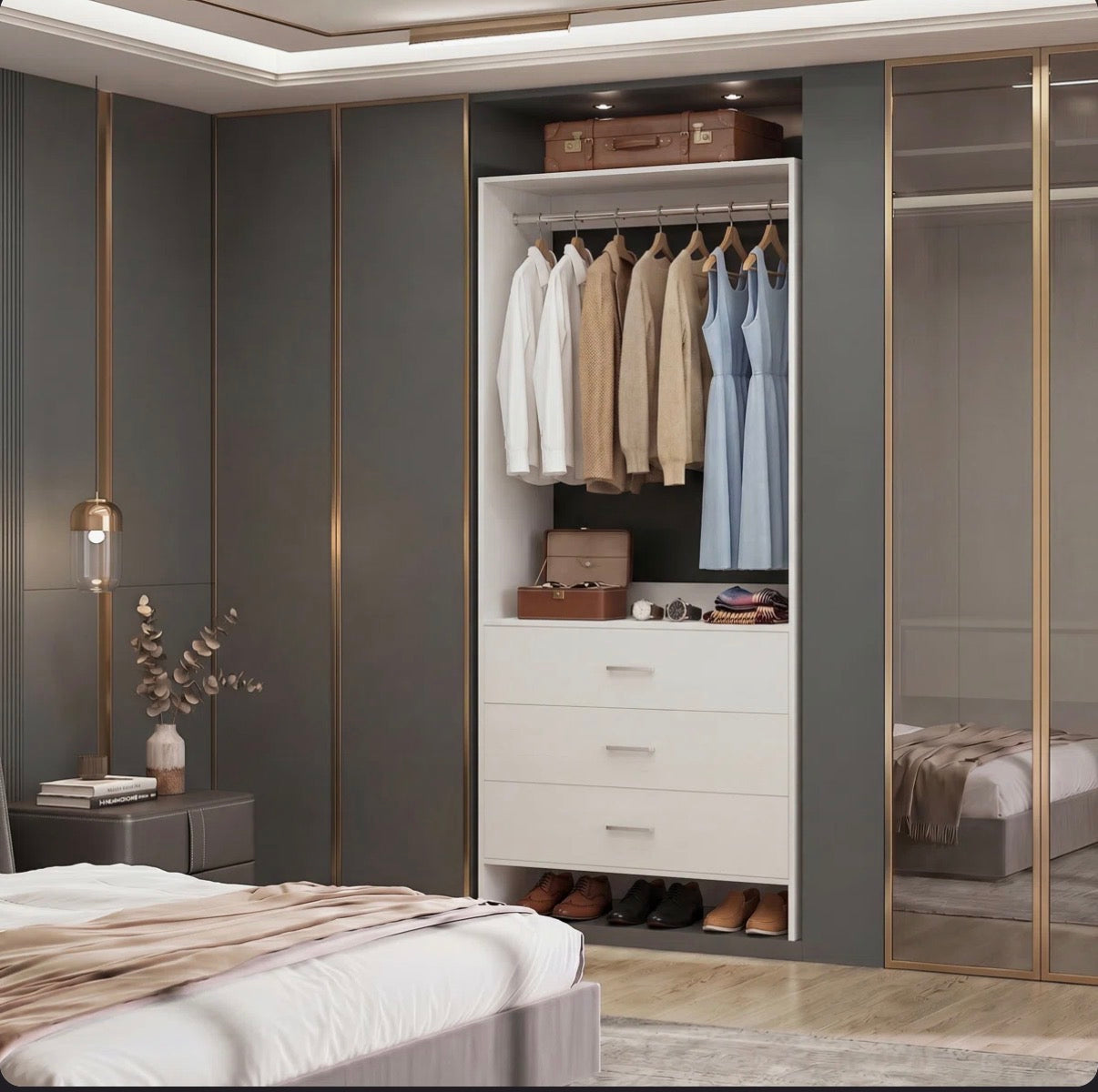 Closet Organizer - 24'' W Closet System with Wooden Drawers
