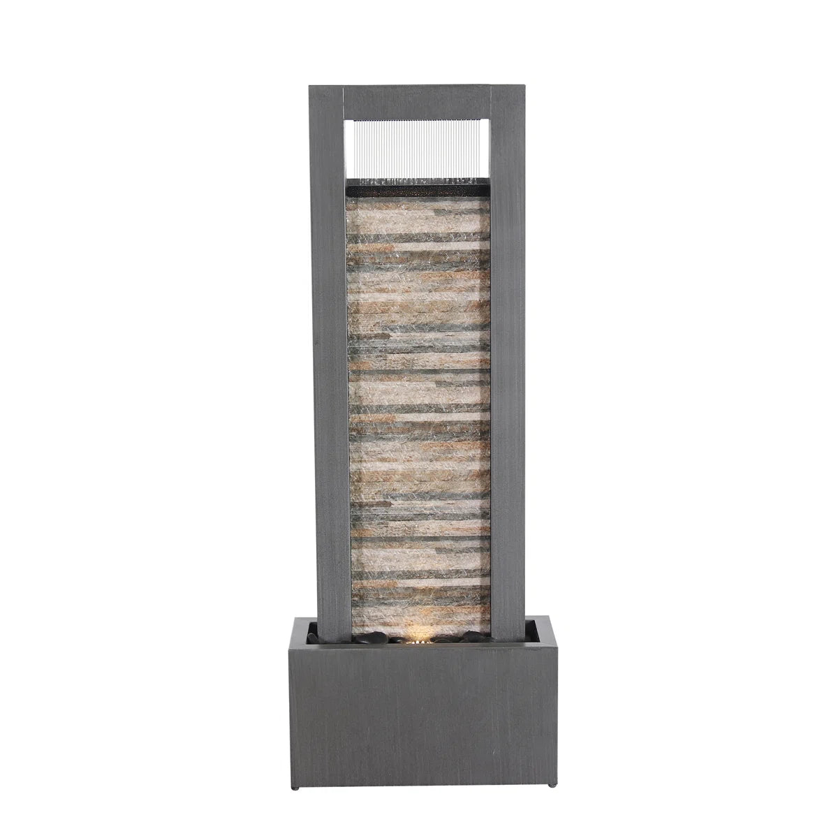 Outdoor - Versatile Zen Metal Fountain with Stone Brick Accent - WF9.25.25