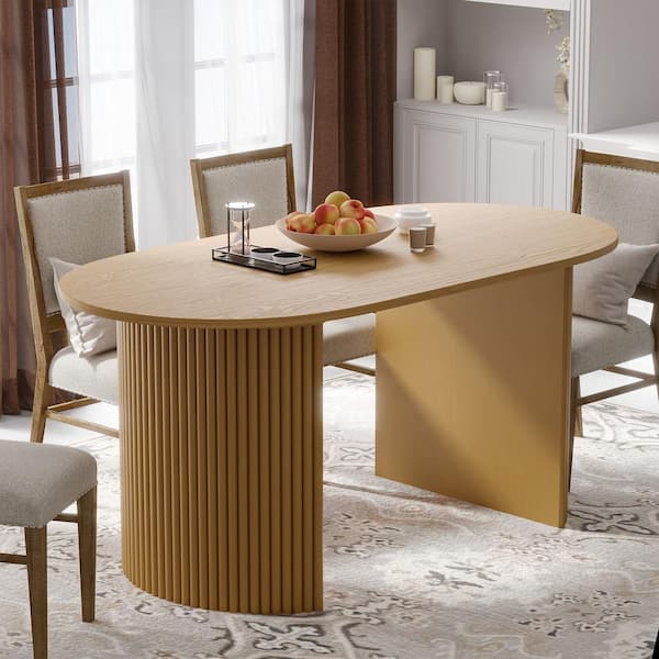 Dining Table - Oval Oak 71 in. W Double Pedestal Dining Table (some nicks see all photos)