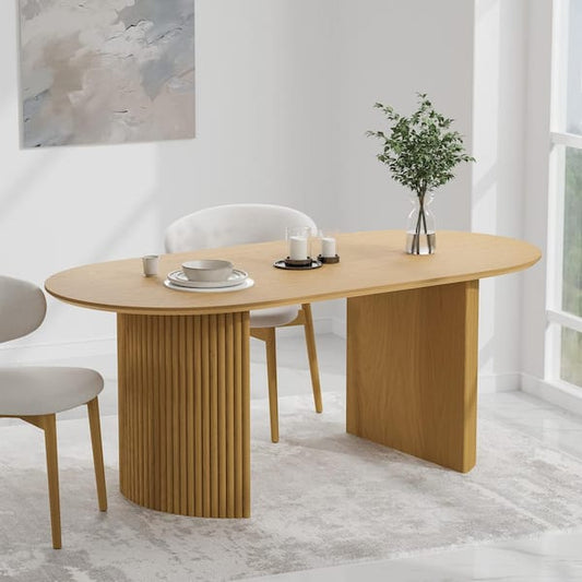 Dining Table - Oval Oak 71 in. W Double Pedestal Dining Table (some nicks see all photos)