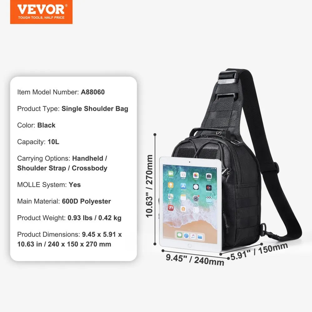 Backpack - Vevor Tactical Sling Black - WF9.25.25