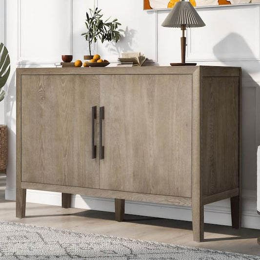 Console - Natural Wood 47.2 in. with Adjustable Shelves and 2-Doors - WF9.25.25
