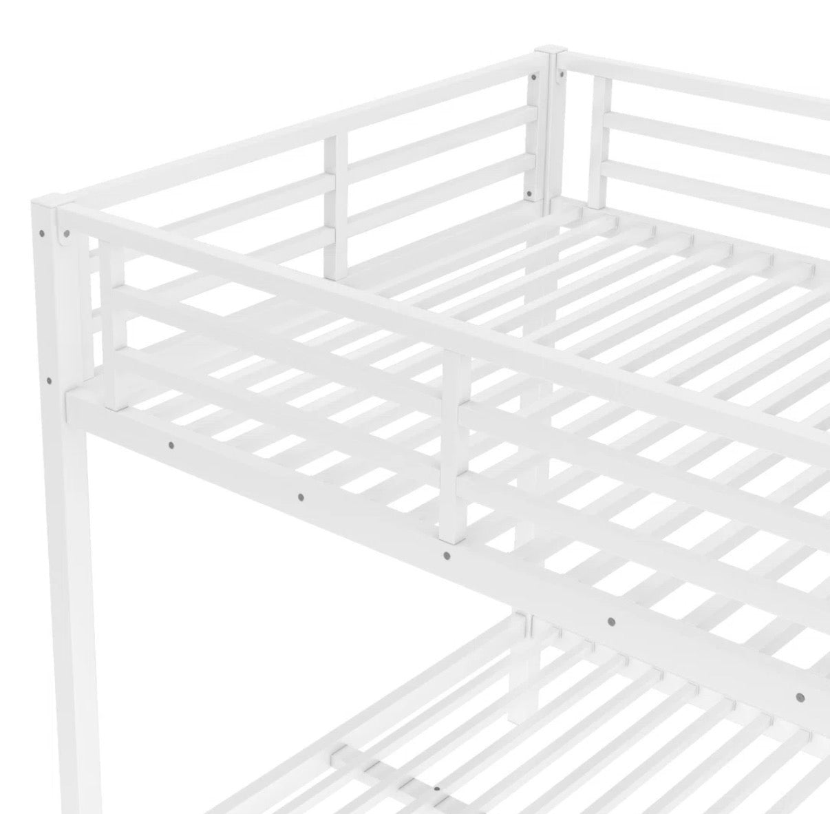 Bed - Full over Full Bunk Off White Full Over Full Straight Ladder Sturdy Metal Slat Bunk Bed