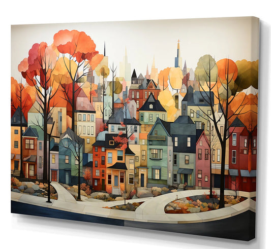 Wall Art - Canvas 30" H x 40" W Autumn Vintage Village New York - WF9.25.25